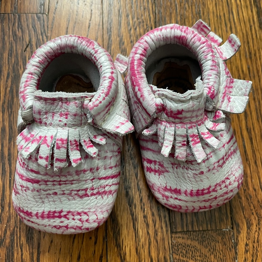 Pink tie dye moccs